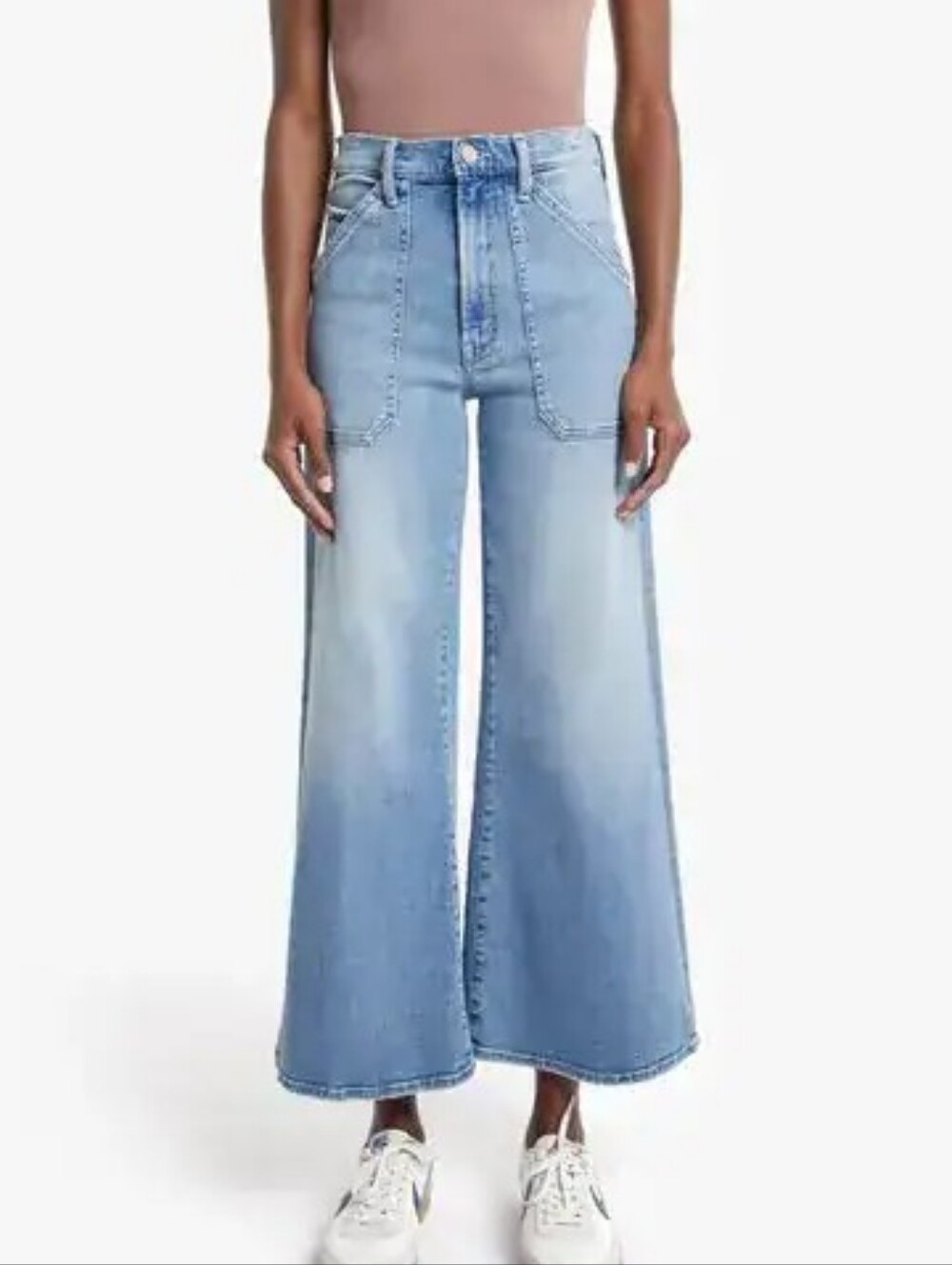 MOTHER The Patch Rambler Roller Ankle Au Revoir Jeans Wide Leg Stretchy Comfoy